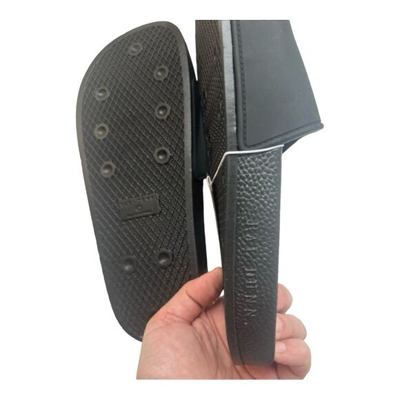 New Women's Rae Dunn Good Vibes Black Slides Size 8 - Picture 8 of 8